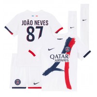 Paris Saint-Germain Joao Neves #87 Udebanesæt Børn 2024-25 Kortærmet (+ Korte bukser)